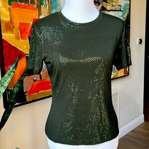 St John Caviar Metallic Shirt - Rare Dk Green